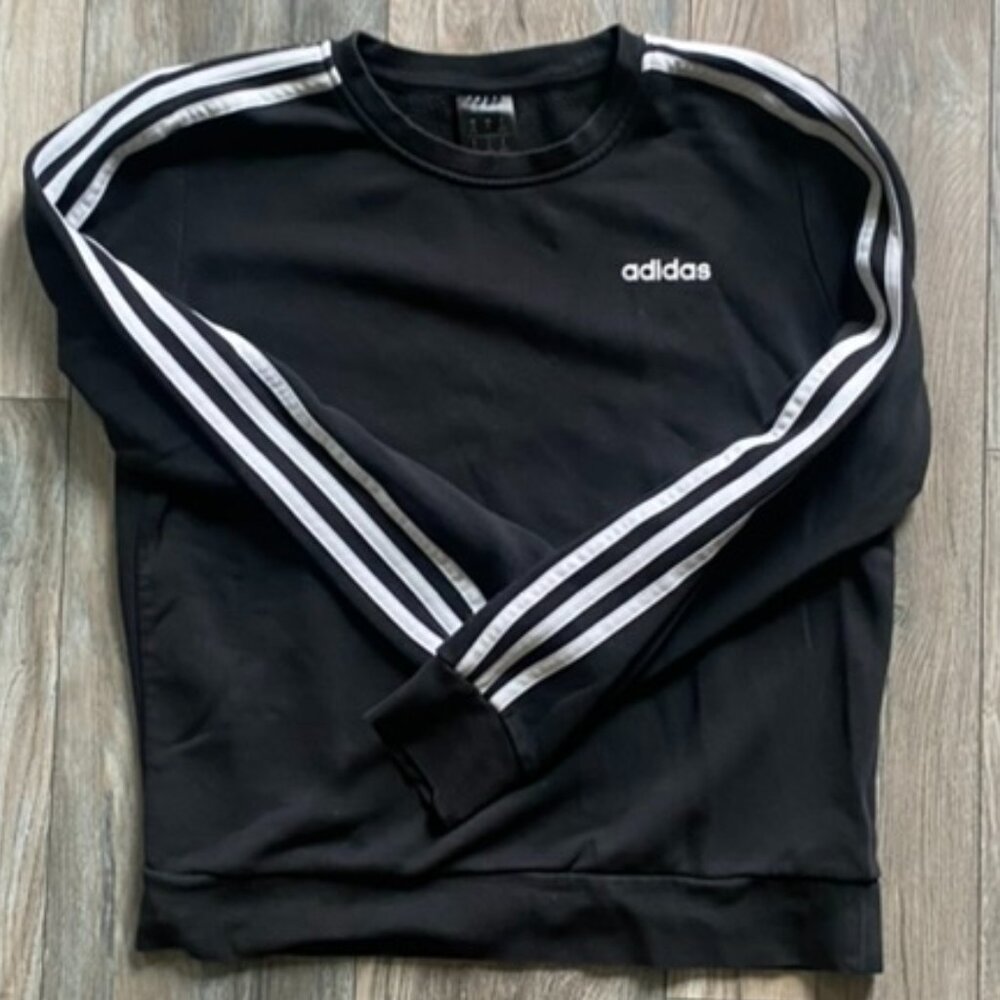 black and white adidas crew neck sweatshirt medium